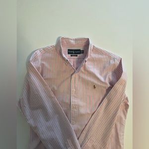 Ralph Lauren button down dress shirt - pink & white stripped. Size 34/35 15 1/2